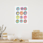 レインボーカラフルサークルのアートウォーター色 ポスター (キッチン)