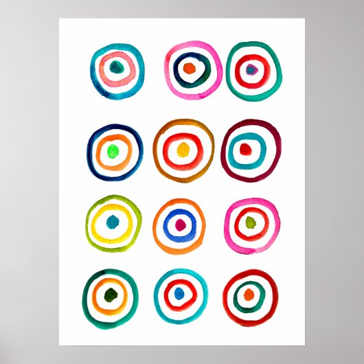 レインボーカラフルサークルのアートウォーター色 ポスター (正面)