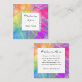 レインボーカラフルシルバーホログラフィックラグジュアモダンリー スクエア名刺 (正面/裏面)