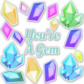 レインボーカラフルジェムストーンジオデズあなたはA宝石 シール (正面)