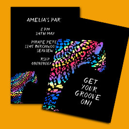 レインボーカラフルジャガーパーティの招待状 招待状