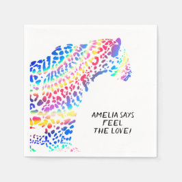 レインボーカラフルジャガーパーティー紙プレート スタンダードカクテルナプキン