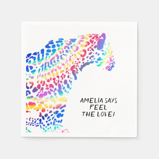 レインボーカラフルジャガーパーティー紙プレート スタンダードカクテルナプキン (正面)