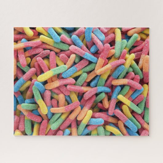 レインボーカラフルスウィートキャンディおもしろいシュガートリート ジグソーパズル (横)