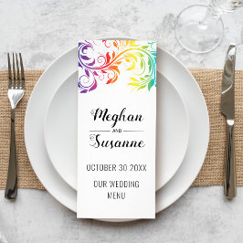 レインボーカラフルスクロール葉レズ結婚ビアン ラックカード