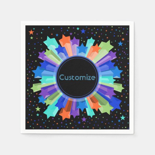 レインボーカラフルスターバストパーティーナプキンス スタンダードカクテルナプキン (正面)