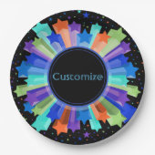 レインボーカラフルスターバストパーティー紙プレート ペーパープレート (正面)