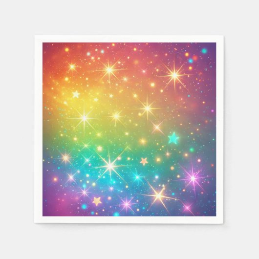 レインボーカラフルスター宇宙 スタンダードカクテルナプキン (正面)