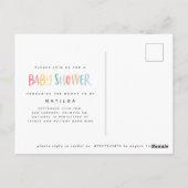 レインボーカラフルストライプとドットの赤ちゃんシャワー ポストカード (裏面)