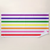 レインボーカラフルストライプゲイプライド ビーチタオル (正面)