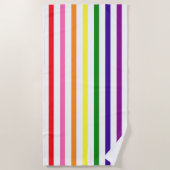 レインボーカラフルストライプゲイプライド ビーチタオル (正面)