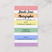 レインボーカラフルストライプフォトグラファーテンプレート 名刺 (裏面)