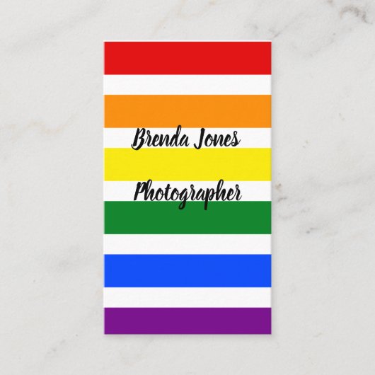 レインボーカラフルストライプフォトグラファーテンプレート 名刺 (正面)