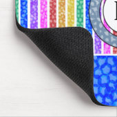 レインボーカラフルストライプブルーウォーターカラーモザイク マウスパッド (コーナー)