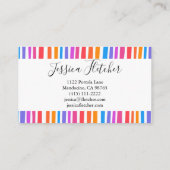 レインボーカラフルストライプミニマルエレガントリスト 名刺 (裏面)