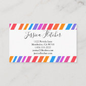 レインボーカラフルストライプミニマルエレガントリスト 名刺 (裏面)