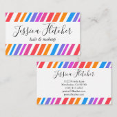 レインボーカラフルストライプミニマルエレガントリスト 名刺 (正面/裏面)