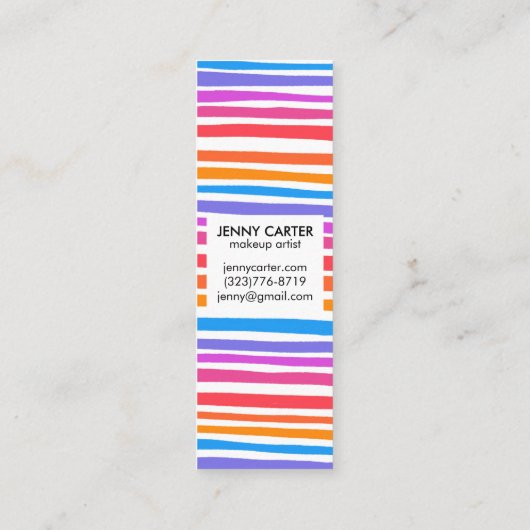 レインボーカラフルストライプミニマルカッコいいリスト スキニー名刺 (裏面)