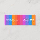 レインボーカラフルストライプミニマルカッコいいレトロ スキニー名刺 (裏面)