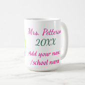 レインボーカラフルストライプ先生名の年を追加 コーヒーマグカップ (正面右)