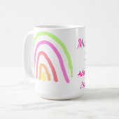 レインボーカラフルストライプ先生名の年を追加 コーヒーマグカップ (正面左)