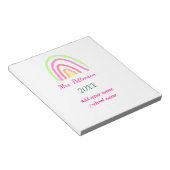 レインボーカラフルストライプ先生名の年を追加 ノートパッド (アングル)