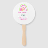 レインボーカラフルストライプ先生名の年を追加 ハンドファン (裏面)