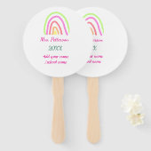 レインボーカラフルストライプ先生名の年を追加 ハンドファン (正面&裏面)