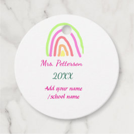 レインボーカラフルストライプ先生名の年を追加 フェイバータグ