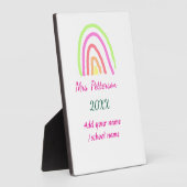レインボーカラフルストライプ先生名の年を追加 フォトプラーク (側面)
