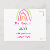 レインボーカラフルストライプ先生名の年を追加 ポストカード (裏面)