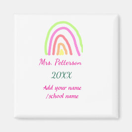 レインボーカラフルストライプ先生名の年を追加 マグネット