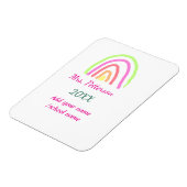 レインボーカラフルストライプ先生名の年を追加 マグネット (左側)