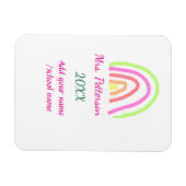 レインボーカラフルストライプ先生名の年を追加 マグネット (横)