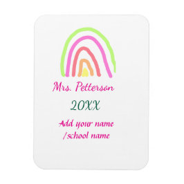 レインボーカラフルストライプ先生名の年を追加 マグネット