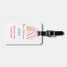 レインボーカラフルストライプ先生名の年を追加 ラゲッジタグ