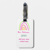 レインボーカラフルストライプ先生名の年を追加 ラゲッジタグ (裏面縦)