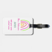 レインボーカラフルストライプ先生名の年を追加 ラゲッジタグ (裏面横)