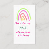 レインボーカラフルストライプ先生名の年を追加 名刺 (裏面)