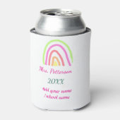 レインボーカラフルストライプ先生名の年を追加 缶クーラー (缶正面)