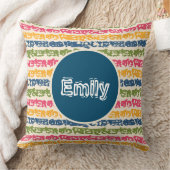 レインボーカラフルストライプ子供部屋 クッション (ブランケット)