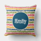 レインボーカラフルストライプ子供部屋 クッション (正面)