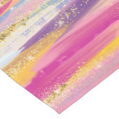 レインボーカラフルストライプ金ゴールドフェイクグリッター ショートテーブルランナー (コーナー)