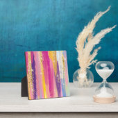 レインボーカラフルストライプ金ゴールドフェイクグリッター フォトプラーク (インサイチュ)