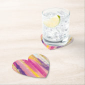 レインボーカラフルストライプ金ゴールドフェイクグリッター ペーパーコースター (インサイチュ)