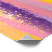 レインボーカラフルストライプ金ゴールドフェイクグリッター ポスター (角)