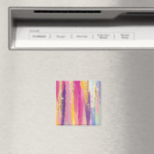 レインボーカラフルストライプ金ゴールドフェイクグリッター マグネット (インサイチュ (食洗機))