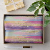 レインボーカラフルストライプ金ゴールドフェイクグリッター 薄葉紙 (ギフト)