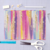 レインボーカラフルストライプ金ゴールドフェイクグリッター 薄葉紙 (クラフト)