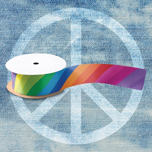 レインボーカラフルストライプ サテンリボン